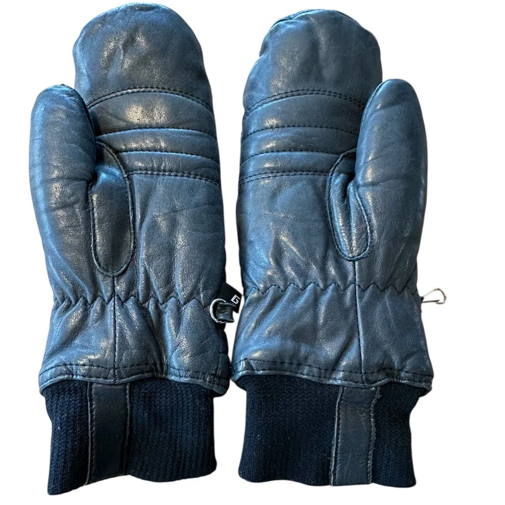 Gordini Ladies Medium Black Leather Ski Mittens Size M Winter Skiing Snow Gloves